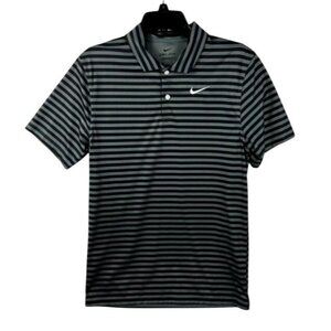 Nike Men’s Small Dri-Fit Black Gray Striped Golf Polo